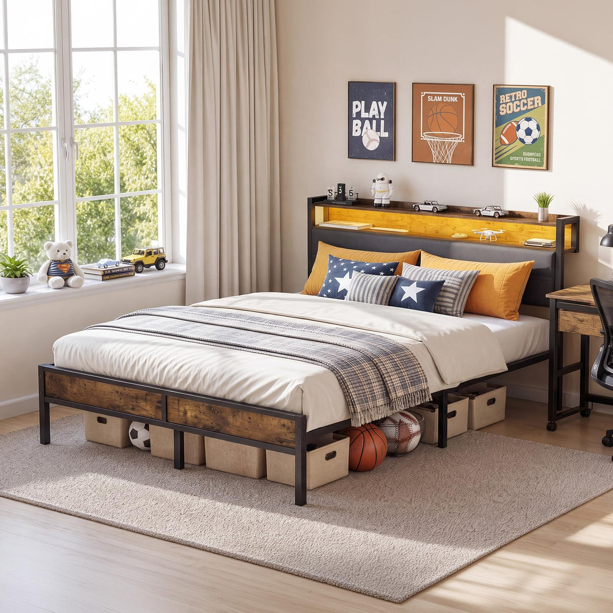 Queen LED Storage Bed Frame