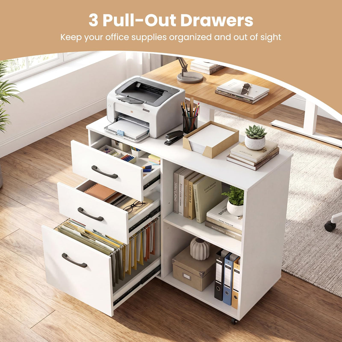 3-Drawer Mobile Filing Cabinet