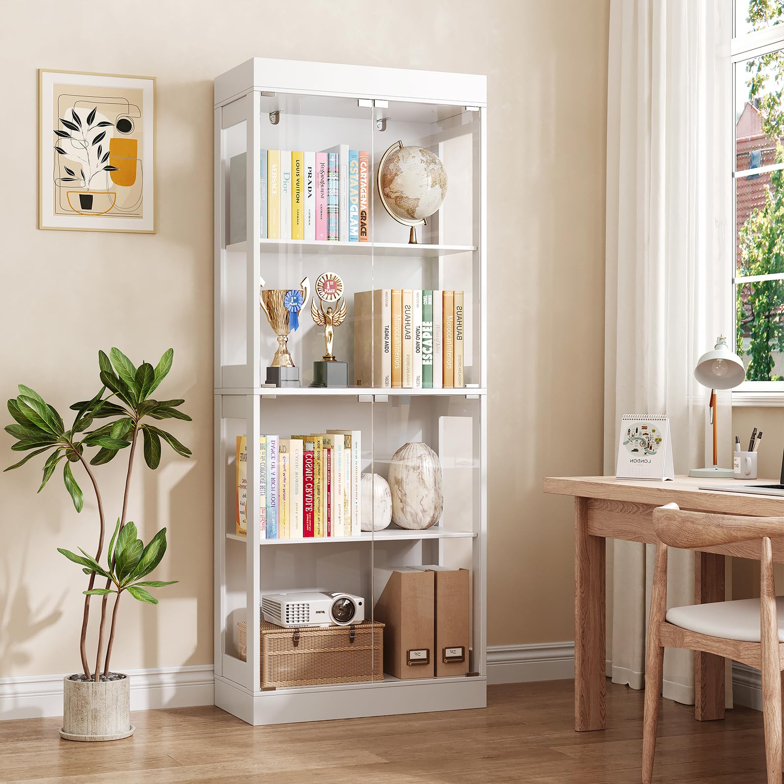 70" Glass Display Cabinet – 4-Tier Curio Cabinet