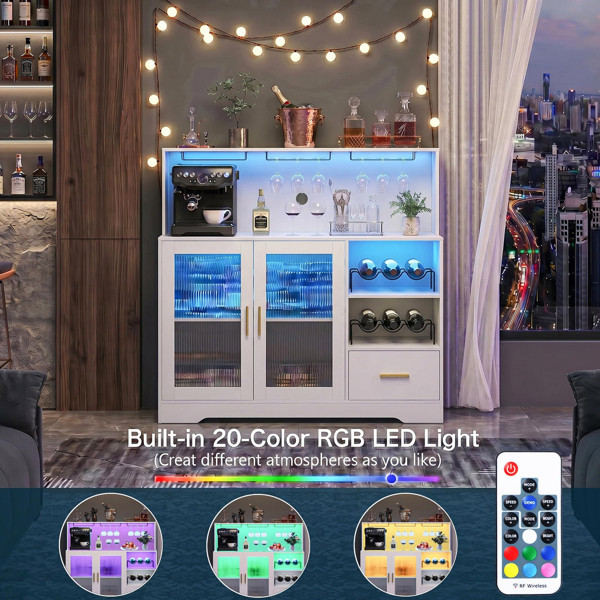 White LED Bar Cabinet