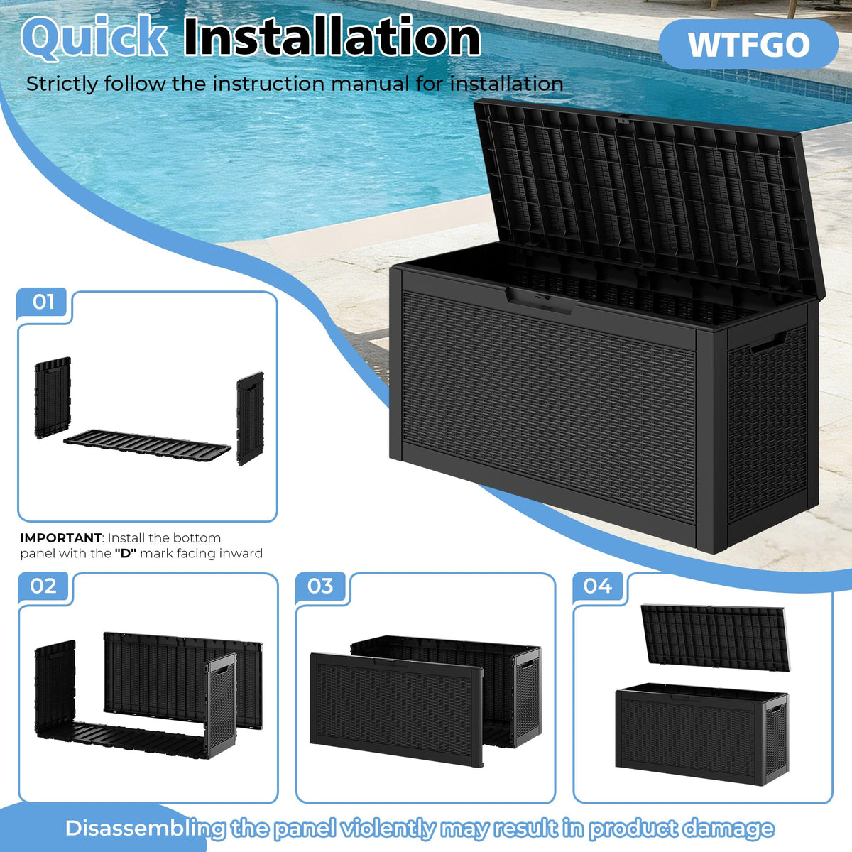 WTFGO Outdoor Storage Box Waterproof, 80 Gallon Deck Box for Patio Storage