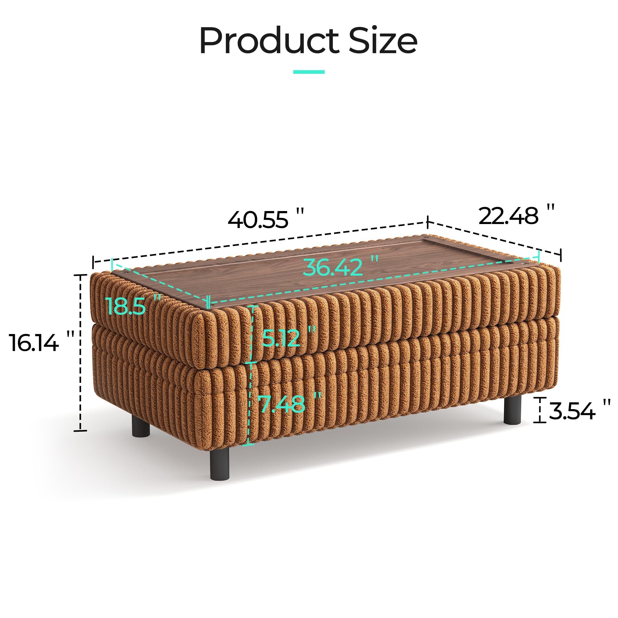 Corduroy Storage Ottoman Bench