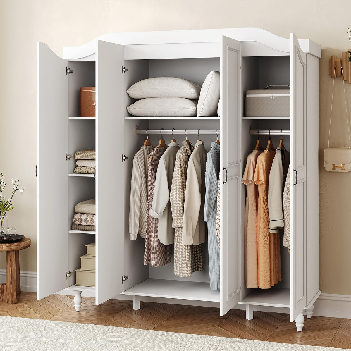 White Arched 4-Door Wardrobe