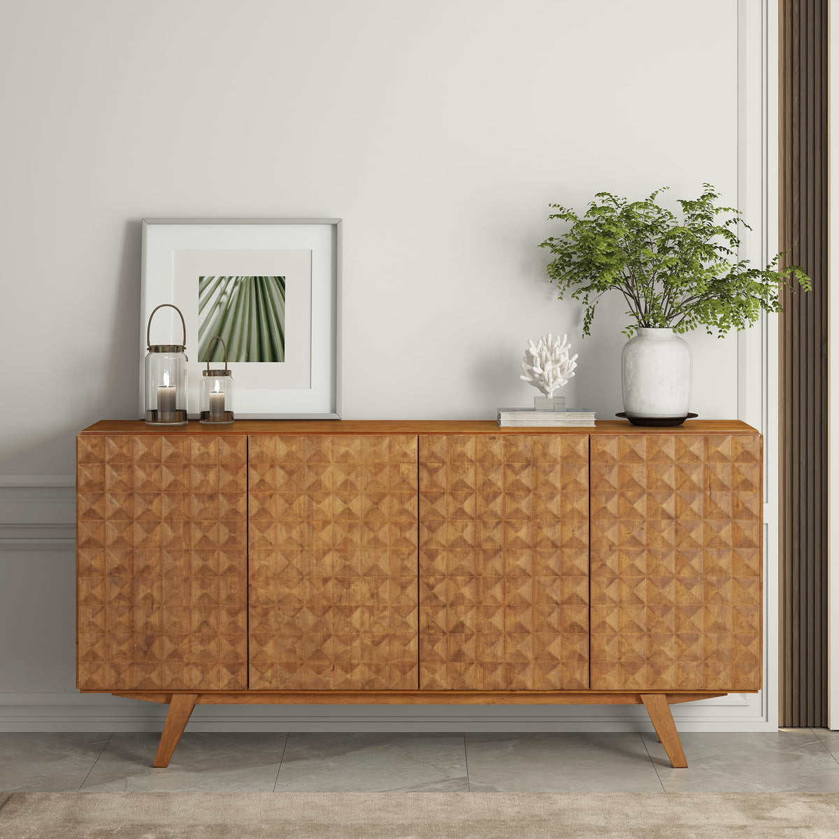 Solid Wood 4-Door Sideboard