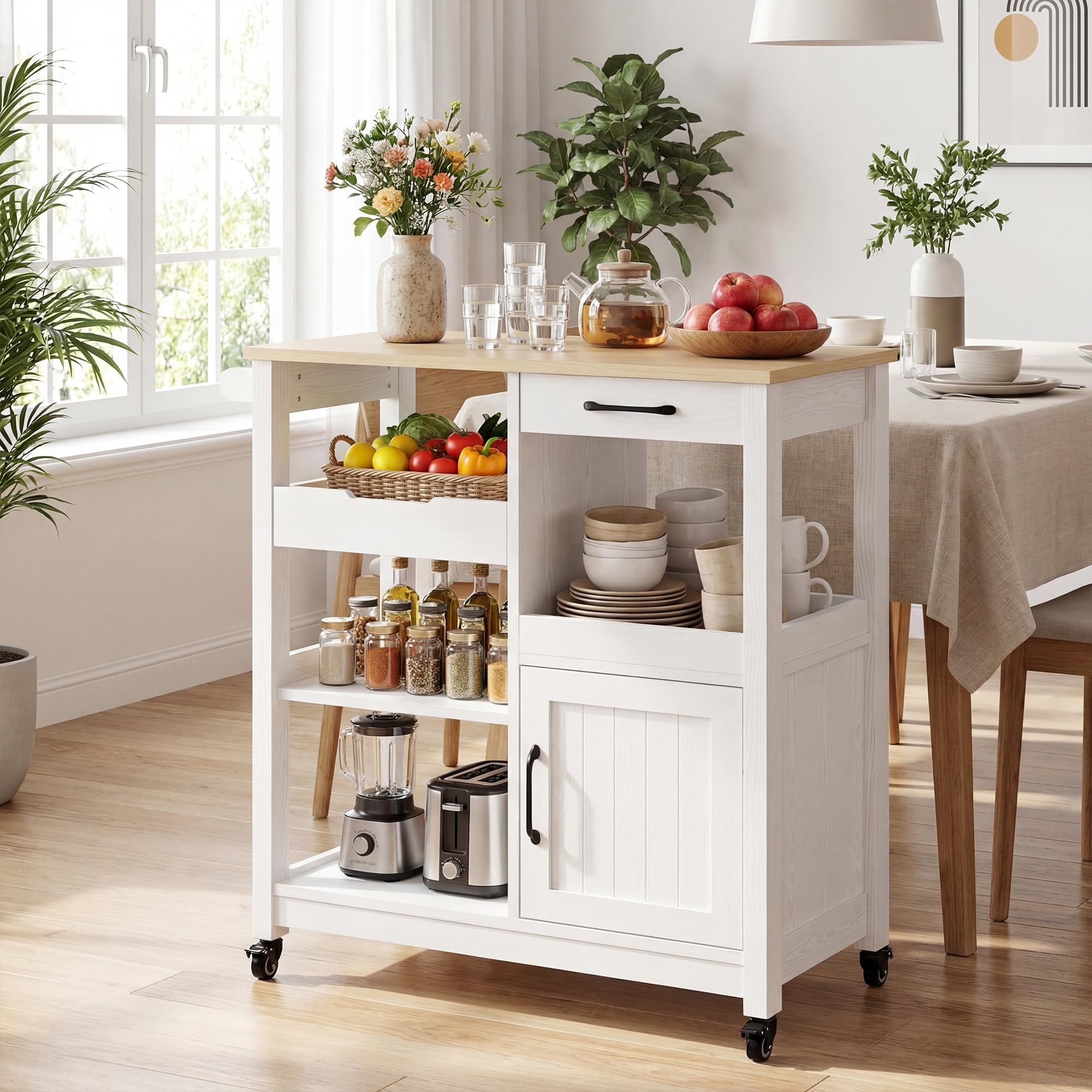 Rolling Kitchen Island with Storage