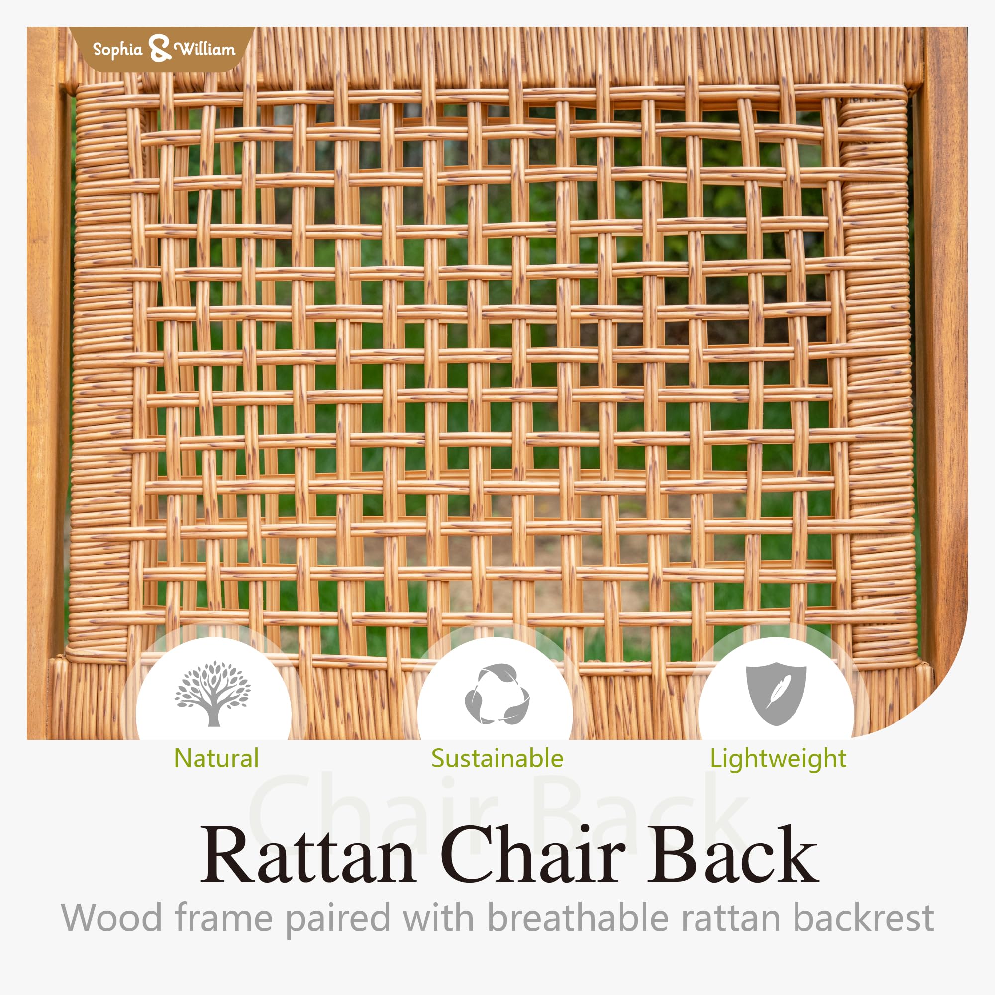 Sophia & William Outdoor Dining Set, Patio Furniture Set with Table and Chairs Set Wooden, Rattan Furniture Set of 8 Chairs and 1 Acacia Wood Rectangular Table for Yard, Garden, Porch and Poolside