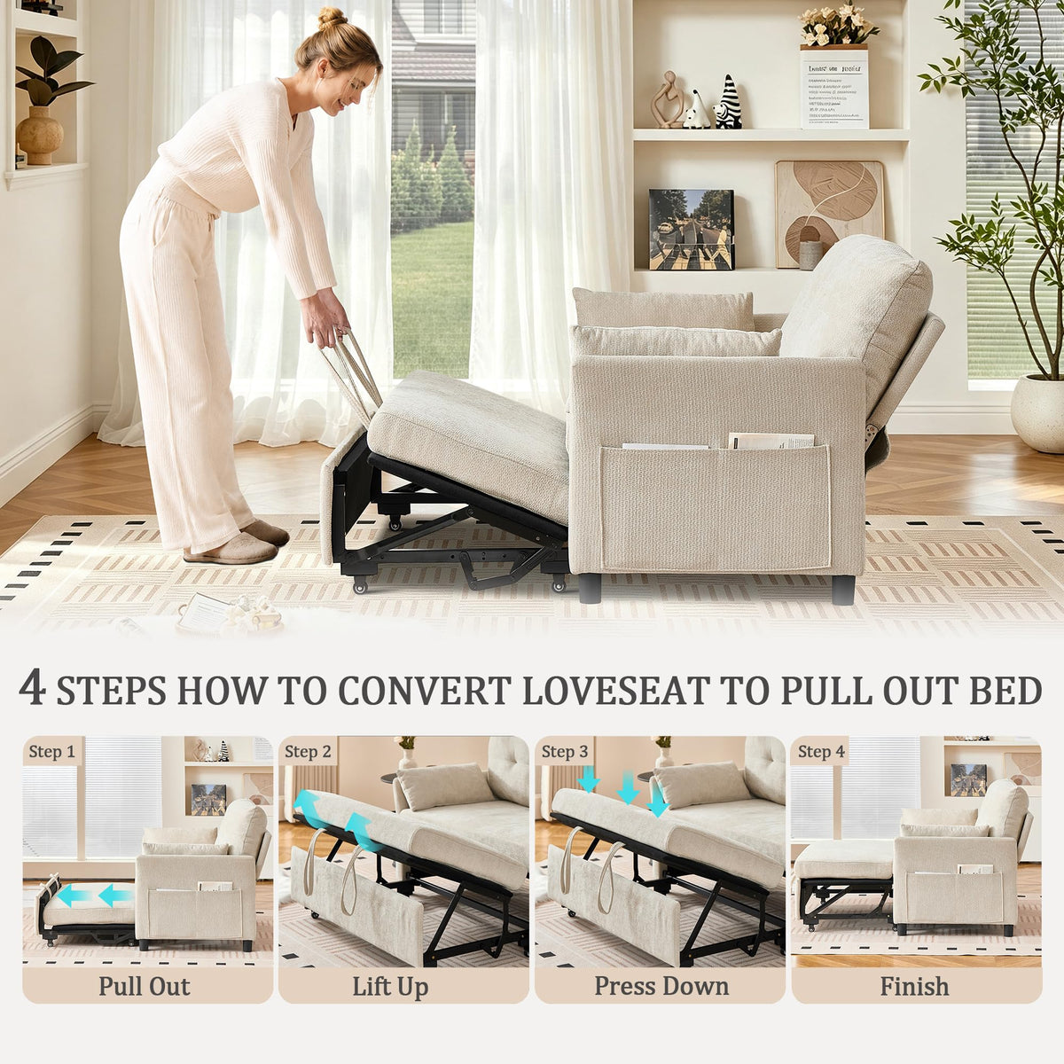 Corduroy Convertible Loveseat Sofa Bed