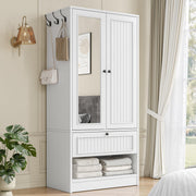 Armoire Wardrobe Closet with Mirror & Drawers