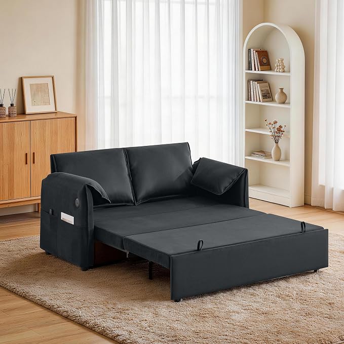 Velvet Convertible Sleeper Loveseat