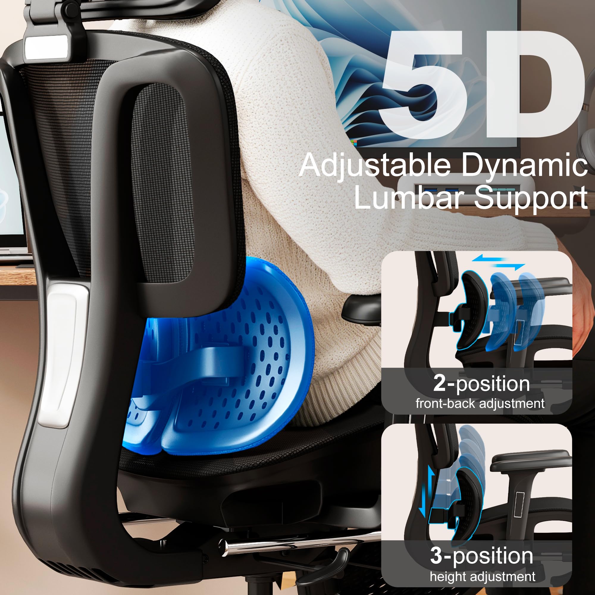 Ergonomic Office Chair with Footrest