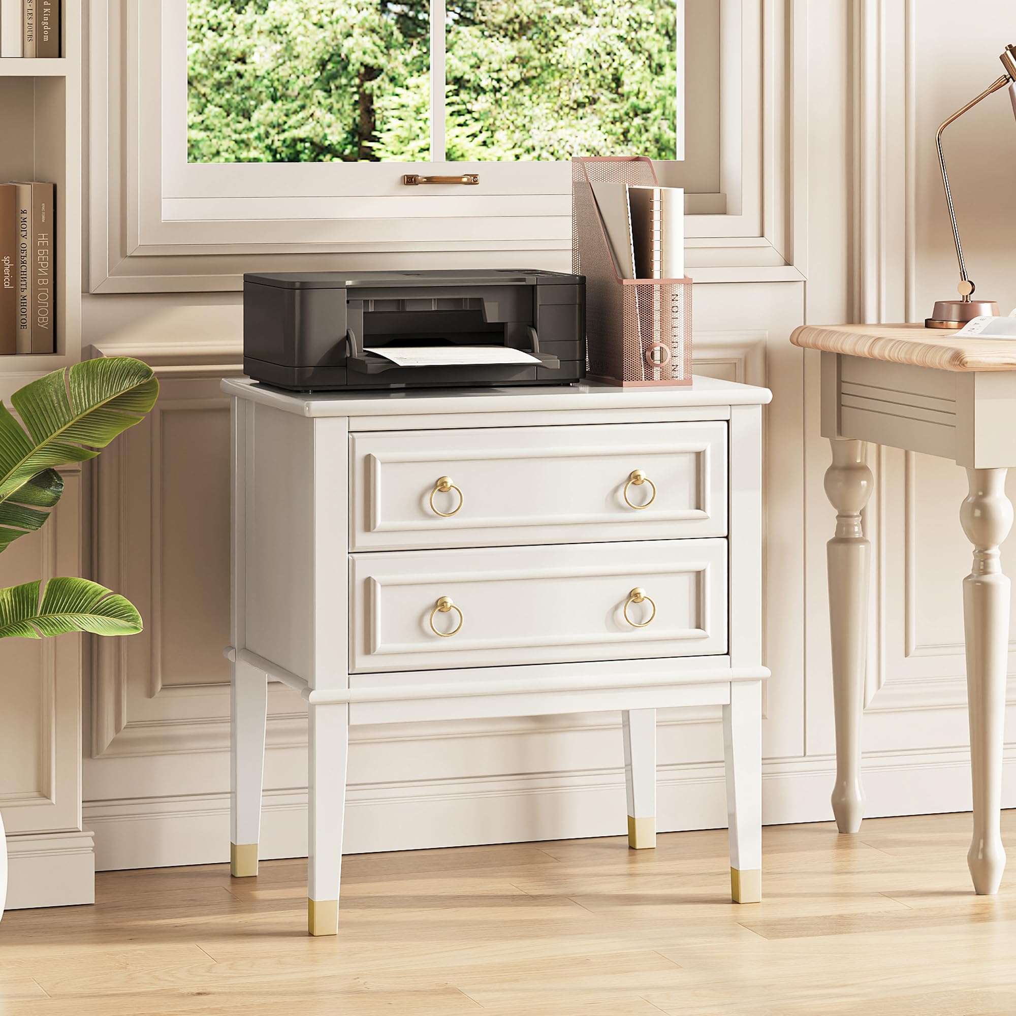 Tall Nightstand with Charging Station & 2 Drawers