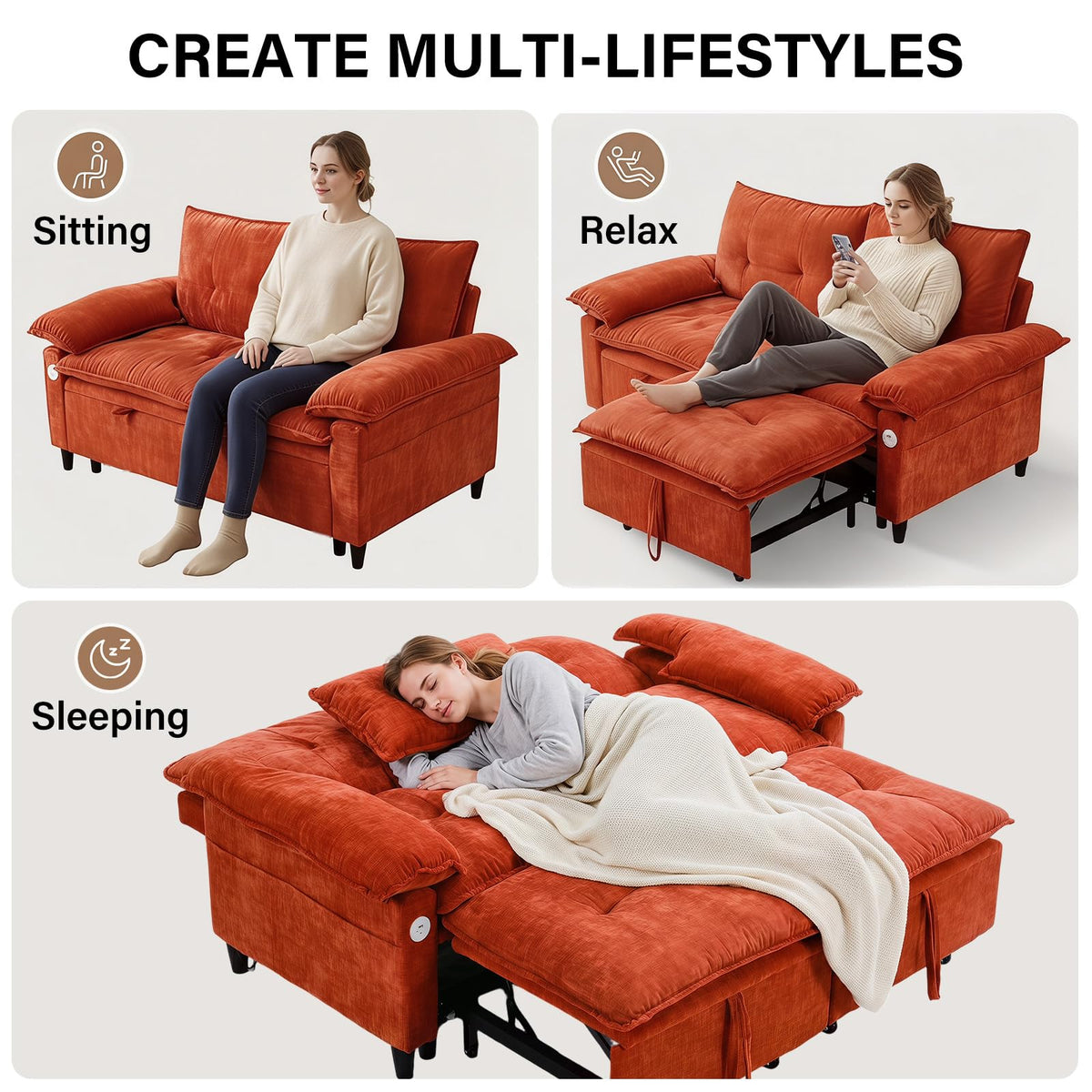 Chenille Loveseat Sleeper Sofa
