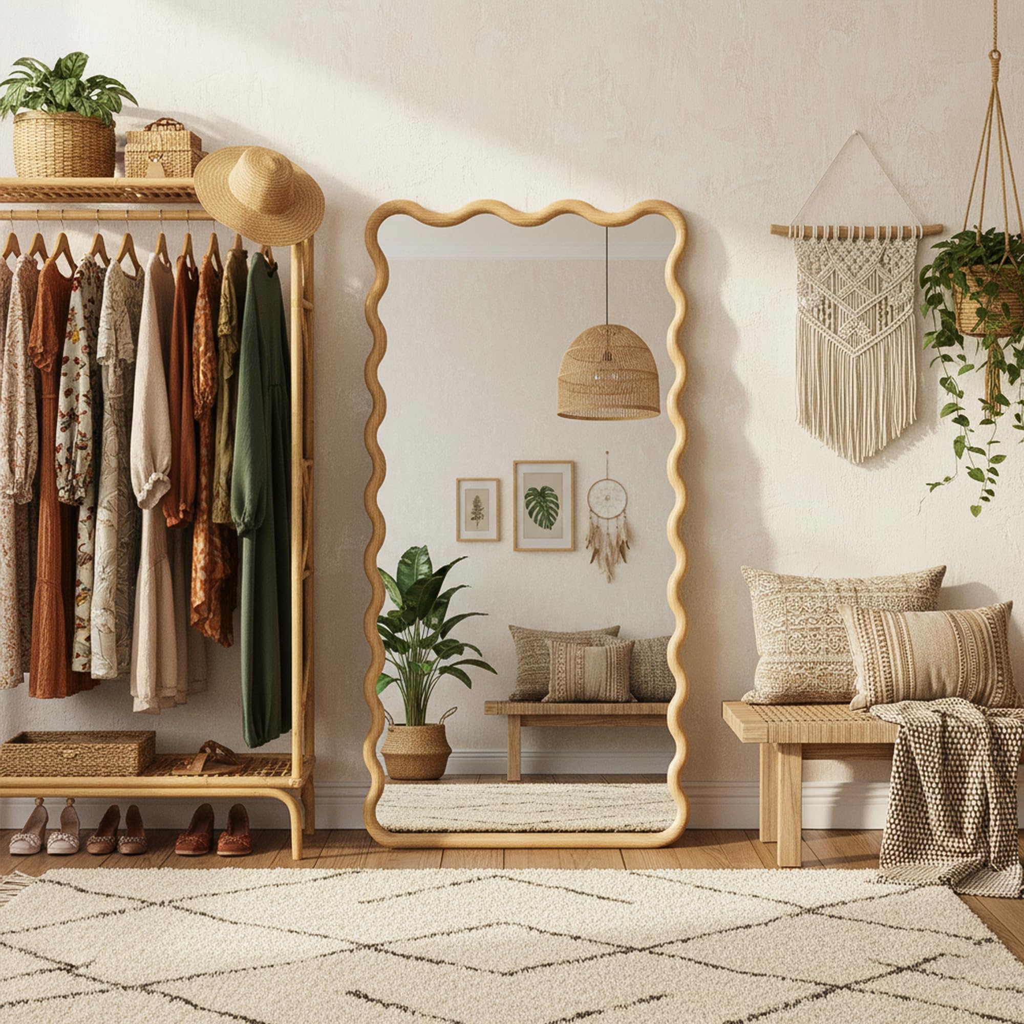 Wavy Wood Full Length Mirror