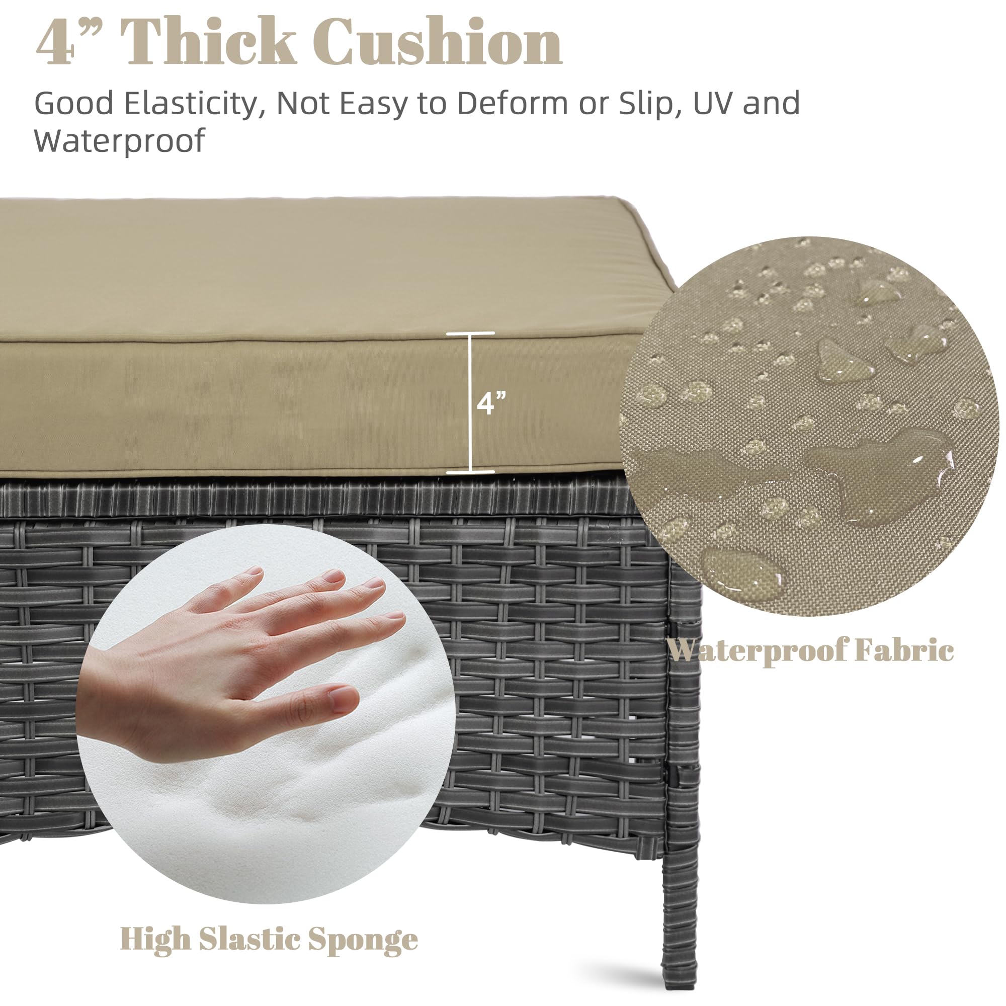 Outdoor Wicker Patio Ottoman Set of 2