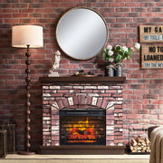 IFGET 42" Farmhouse Electric Fireplace with Mantel, Light Brown