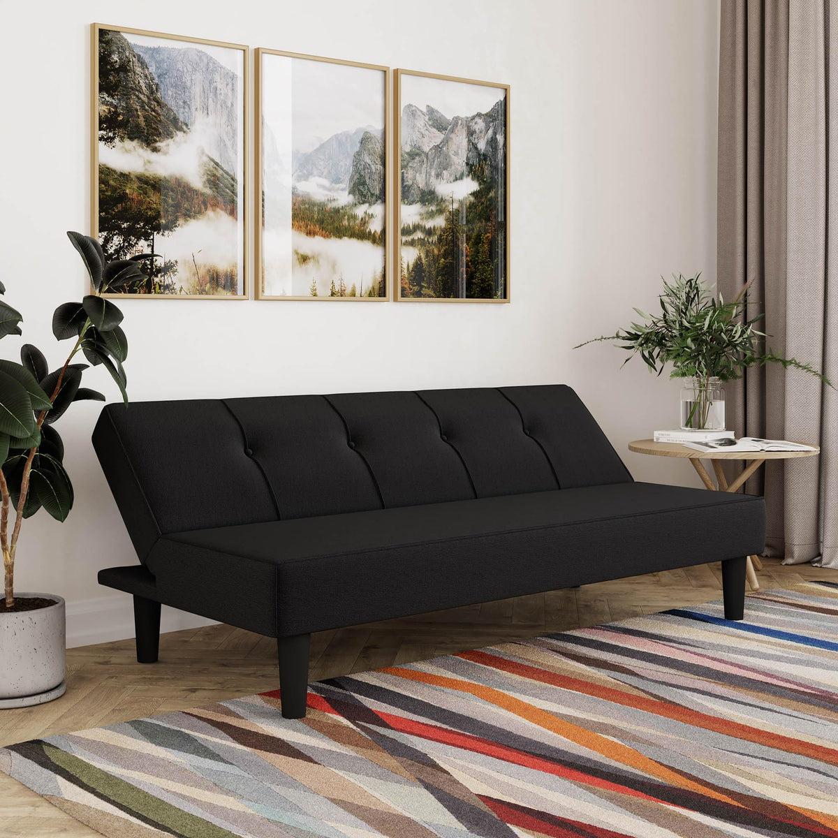 Serta Futon Twin Sofa Bed, Smaller, Black