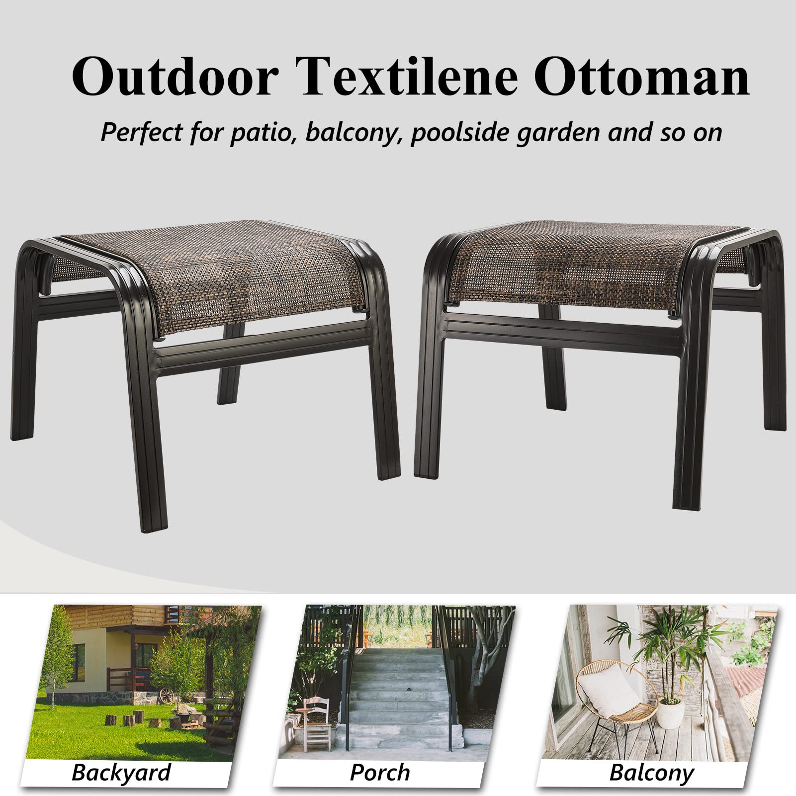 Outdoor Patio Ottomans Set of 2