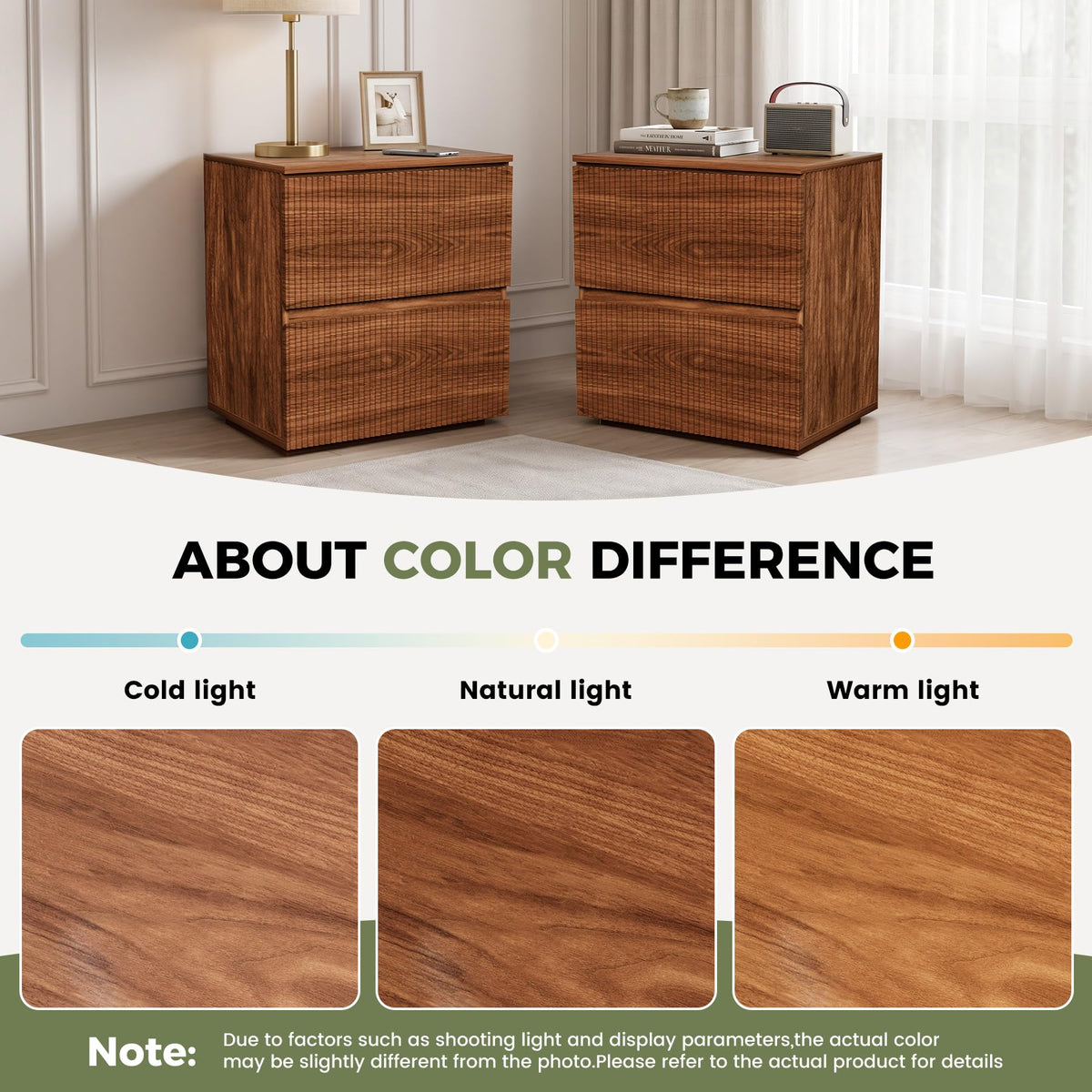 Fluted 2-Drawer Nightstands Set of 2