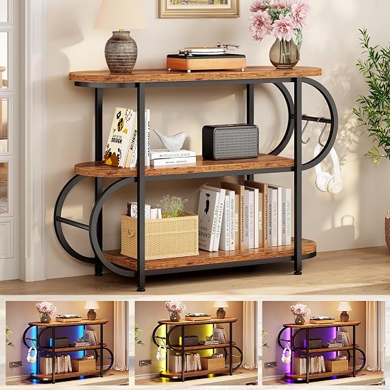 5-Tier LED Bookshelf with Hooks