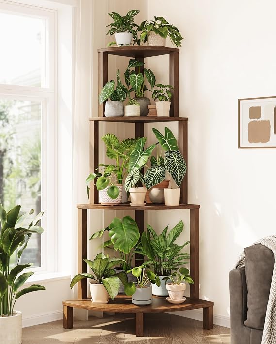 4-Tier Corner Plant Stand with Grow Lights
