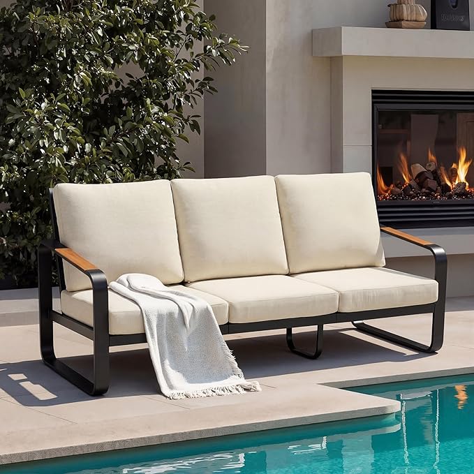 Outdoor Loveseat & 3-Seater Sofa Set with Cushions
