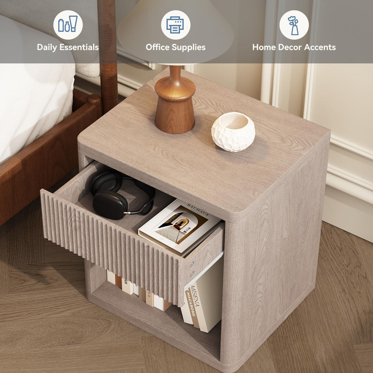 Fluted Drawer Nightstand