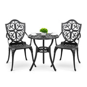 Nuu Garden Bistro Set 3 Piece Outdoor, Cast Aluminum Patio Bistro Sets with Umbrella Hole, Bistro Table and Chairs Set of 2 for Patio Backyard