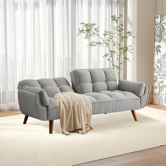 Convertible Futon Sofa Bed with Adjustable Backrest