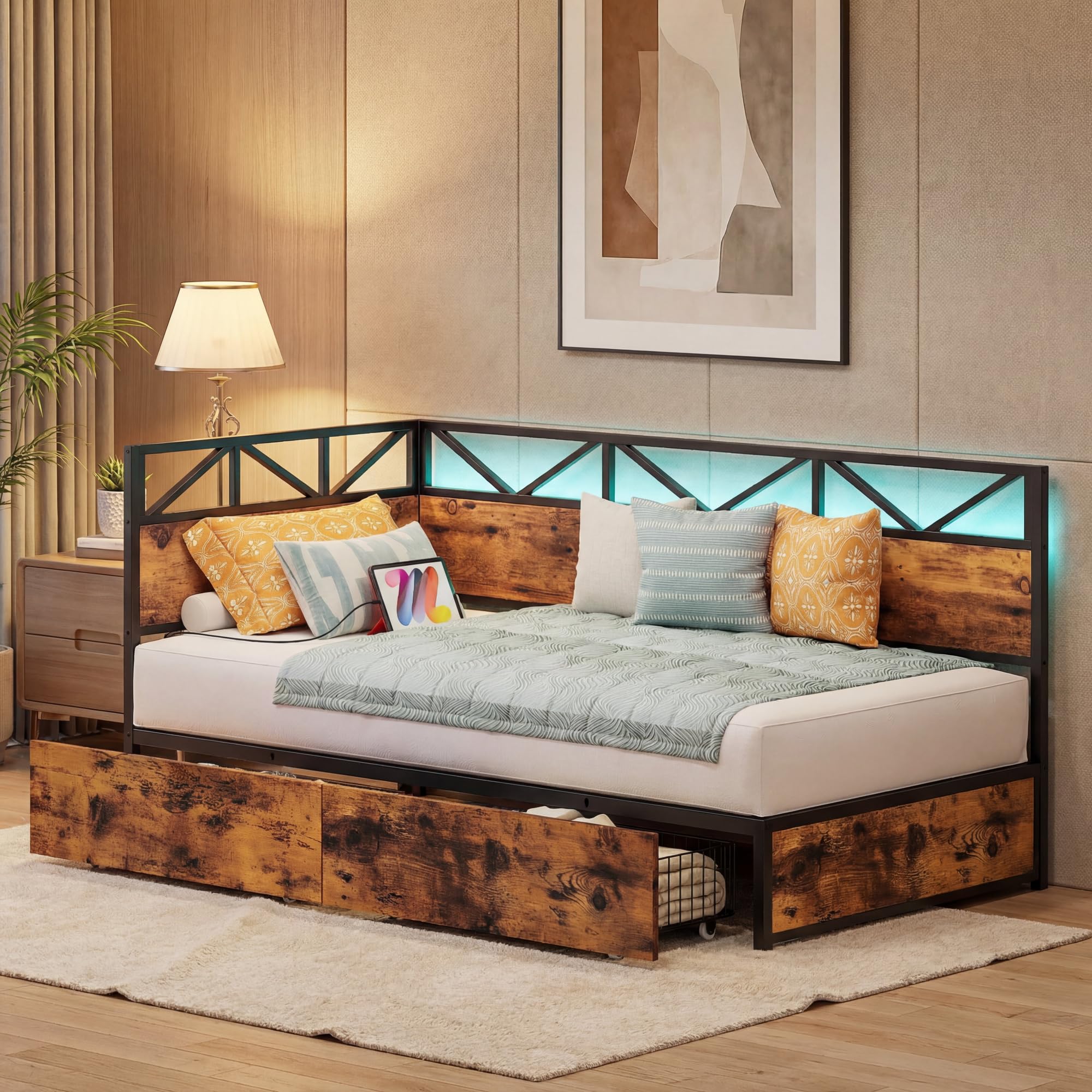 Twin Daybed with Storage & Charging Station