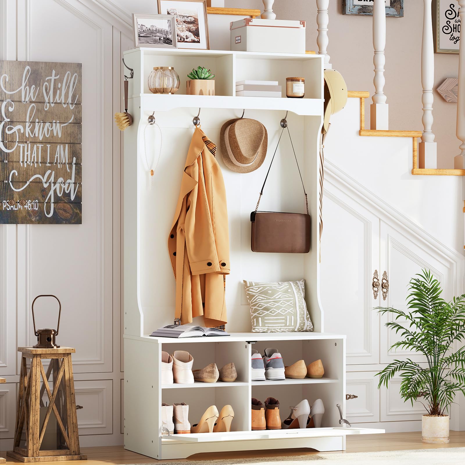 Hall Tree with Bench and Shoe Storage