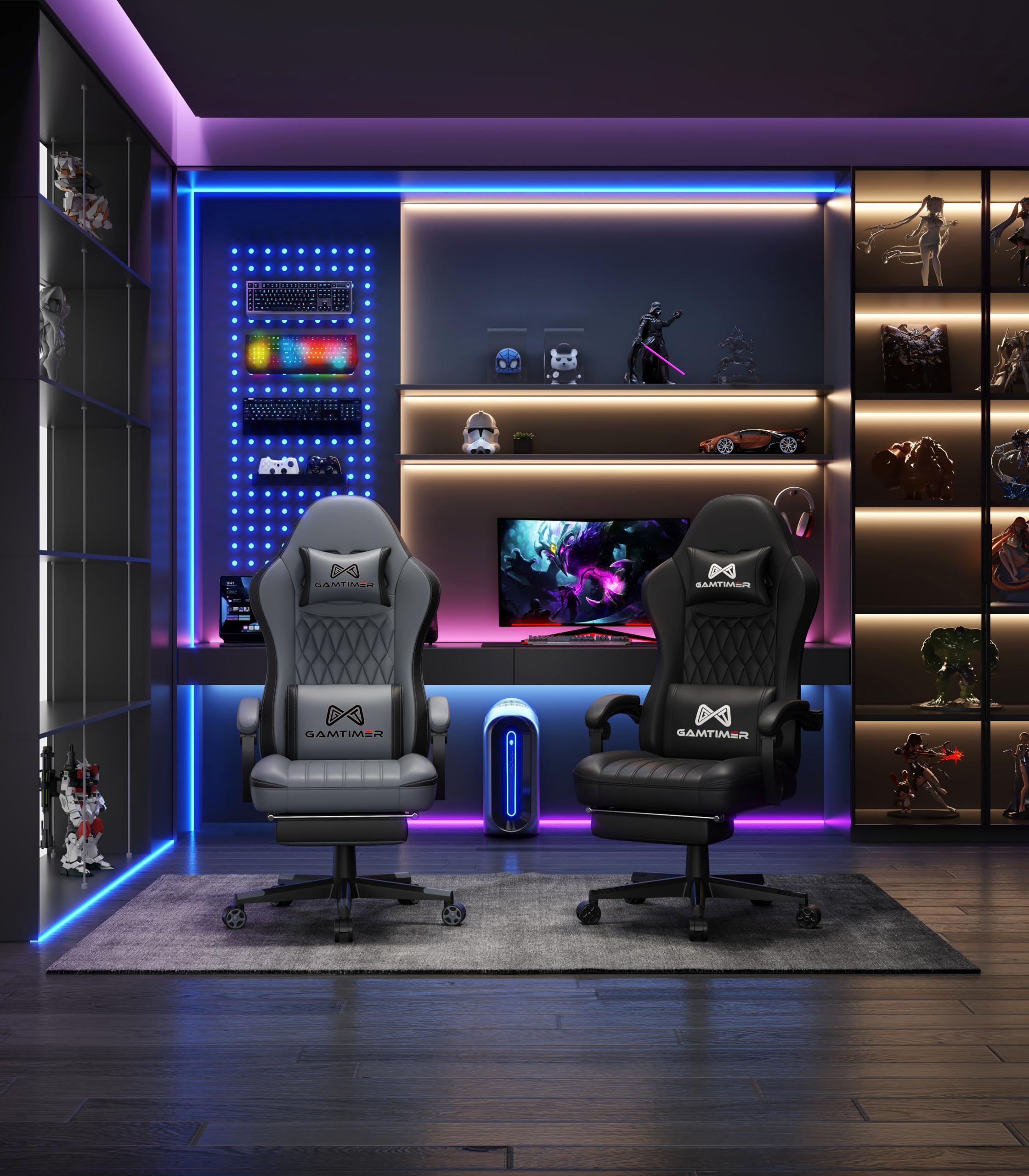Ergonomic Gaming Chair with Footrest & Lumbar Support