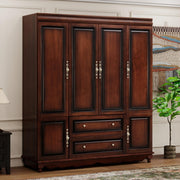 TemkTuek Solid Wood Armoire:Wardrobe Closet with Drawers and Hanging Rod
