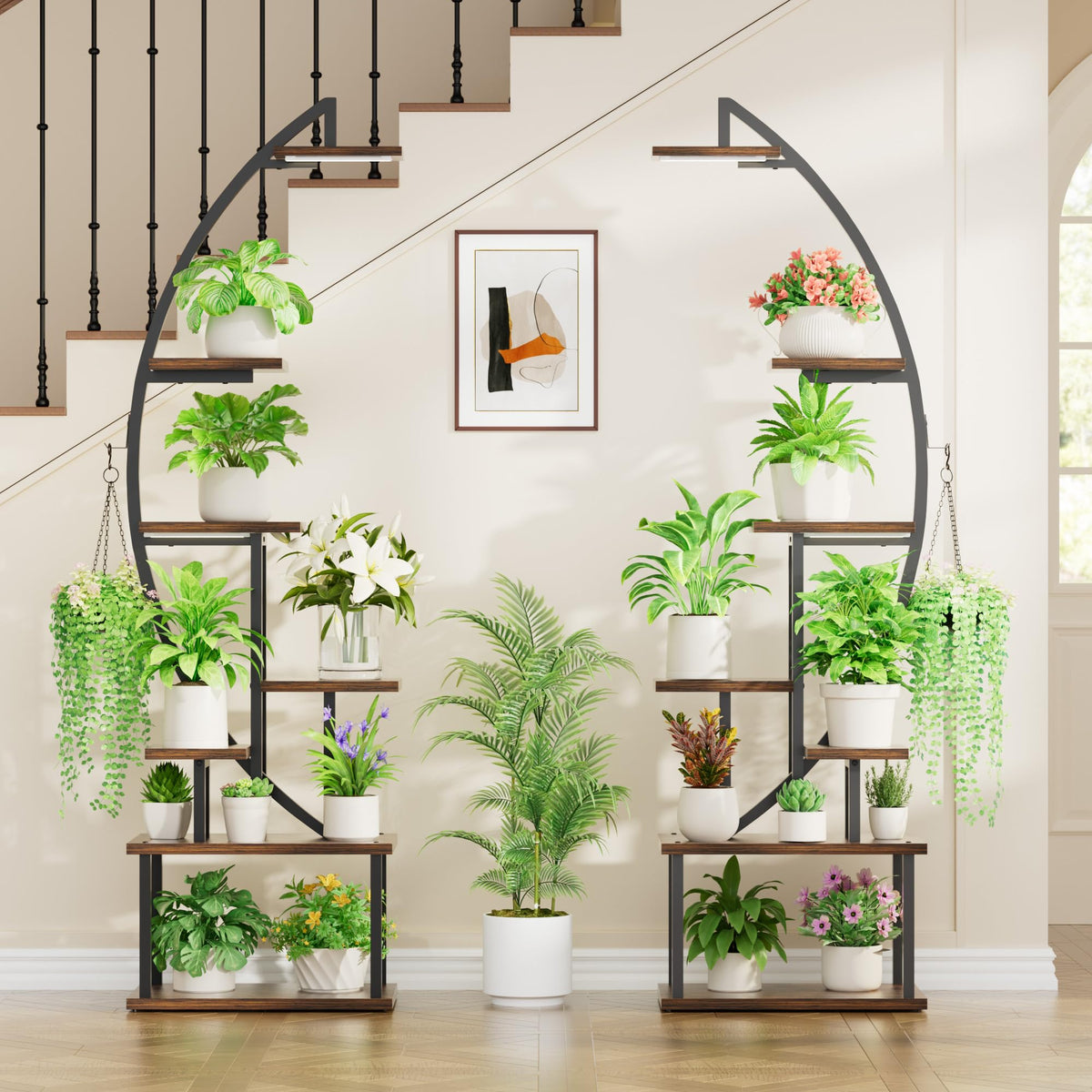 BACEKOLL Plant Stand with Grow Lights 2 Pack Tall Indoor Plant Shelf 64"