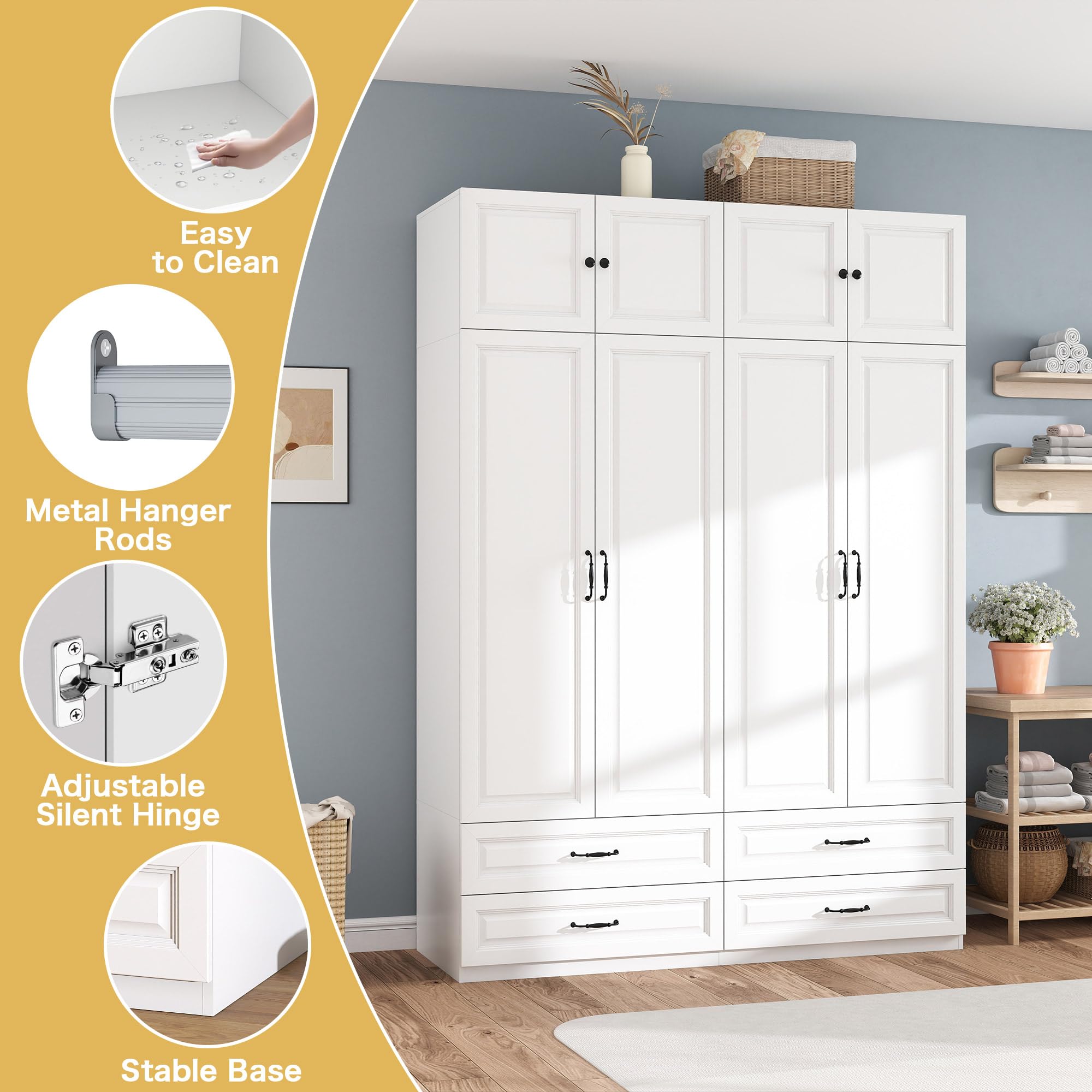 Wardrobe Closet with Doors & Drawers – 89" Tall Wood Armoire