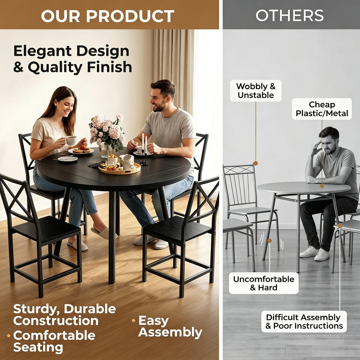 Round Drop-Leaf Dining Set