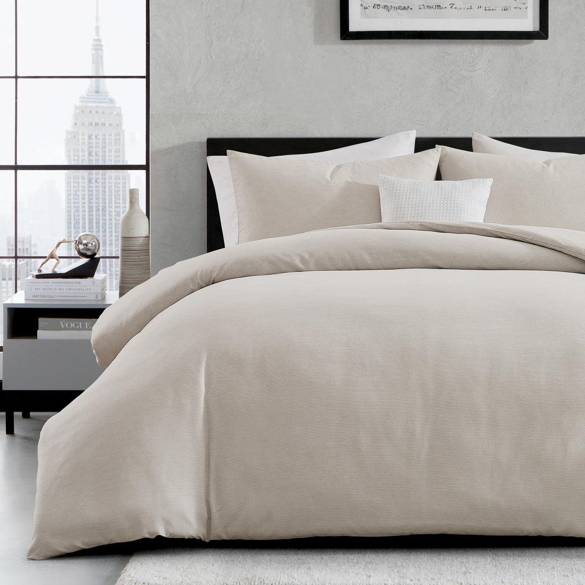 DKNY King 3-Piece Comforter Set - Gray Heather-Hue Pinstripe Bedding
