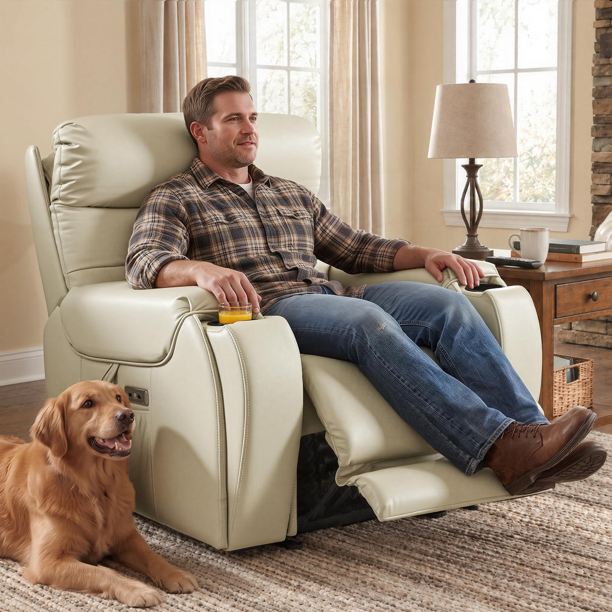 Oversized Power Recliner with Heat and Massage
