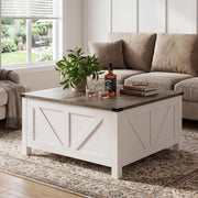 Square Lift-Top Coffee Table with Storage & Charging Station