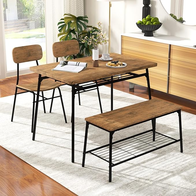 5-Piece Dining Table Set with Storage Rack