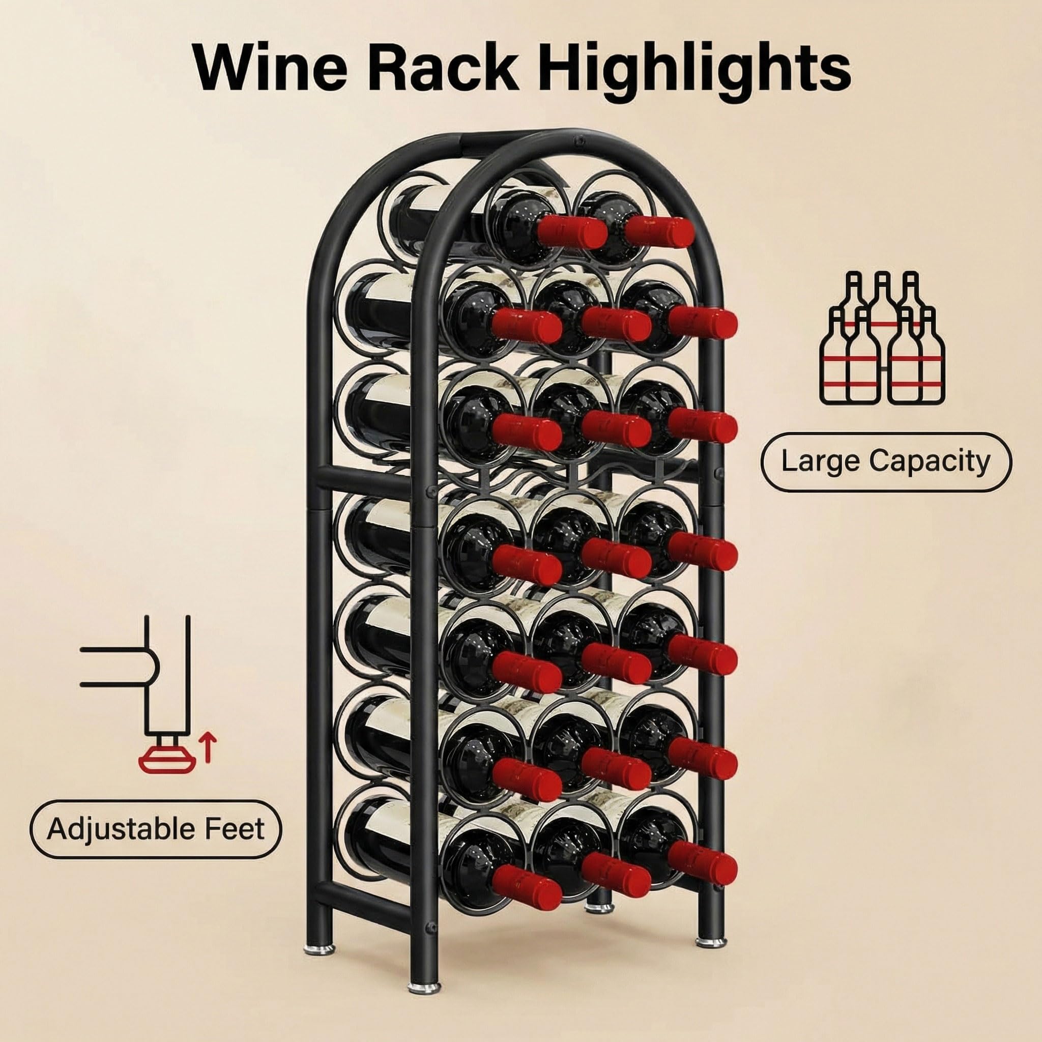 23-Bottle Freestanding Metal Wine Rack