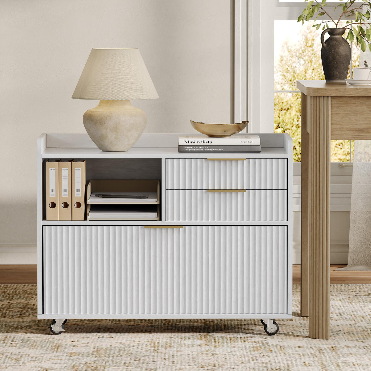 3-Drawer File Cabinet with Charging Station