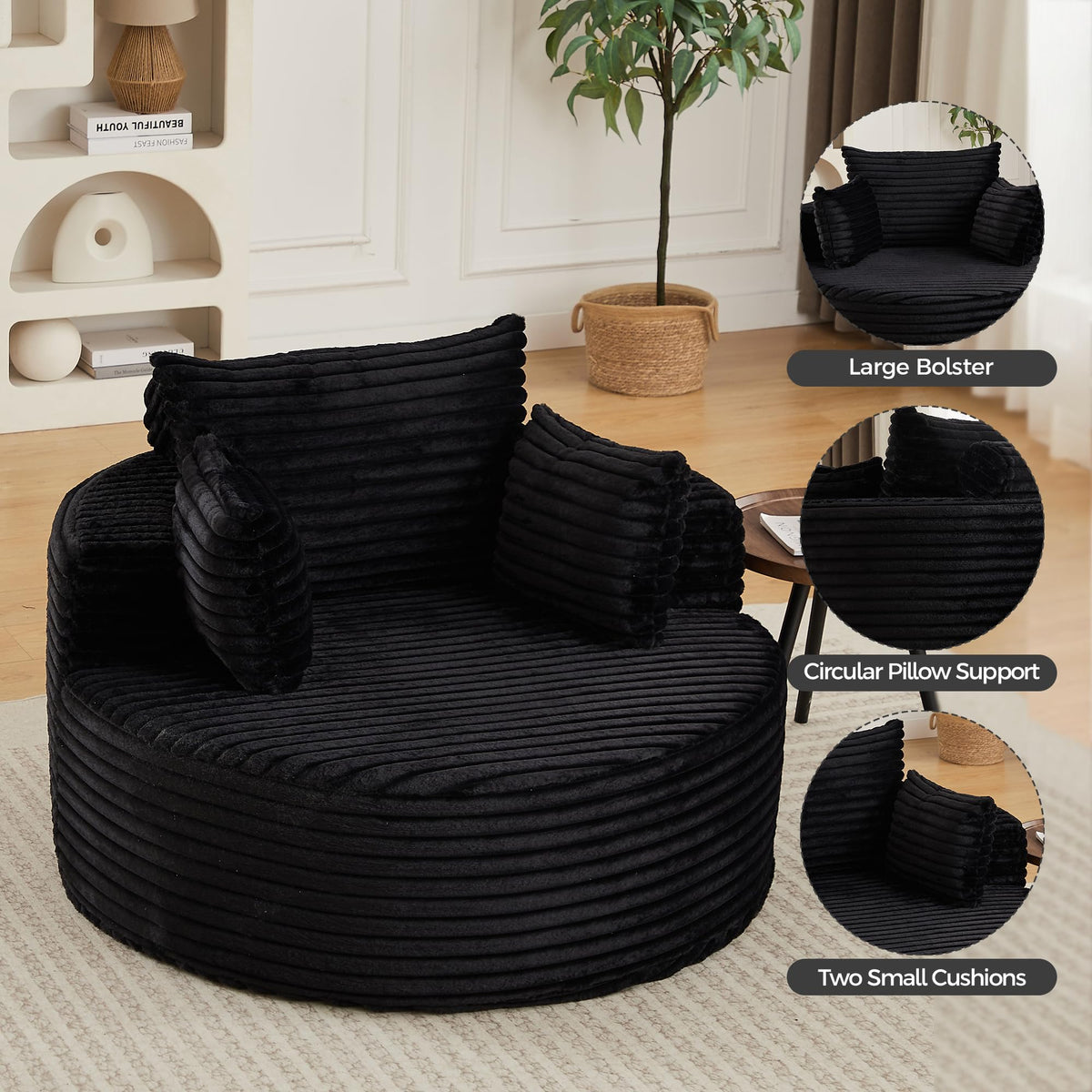 Round Corduroy Lounge Chair