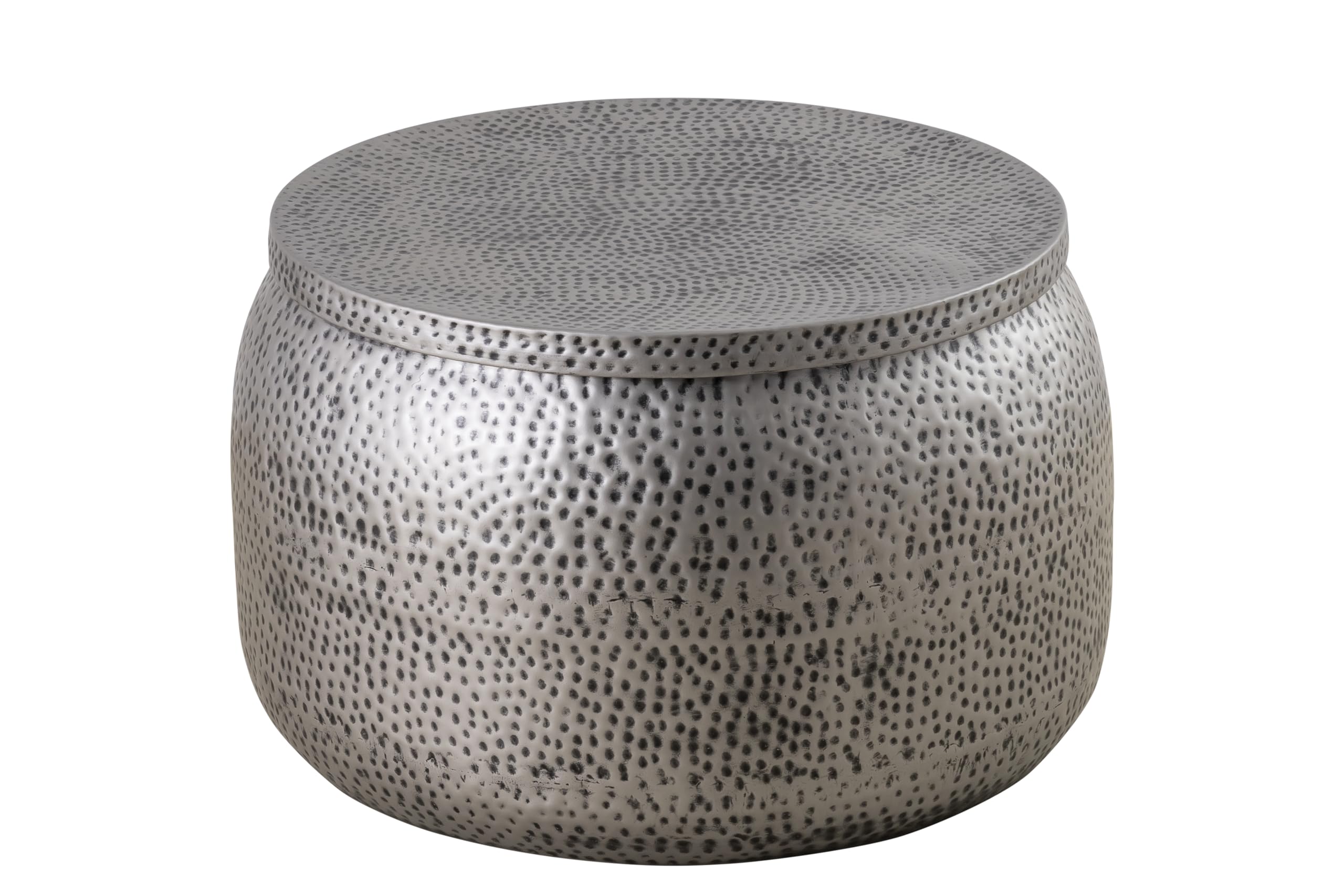Round Aluminum Drum Coffee Table with Storage