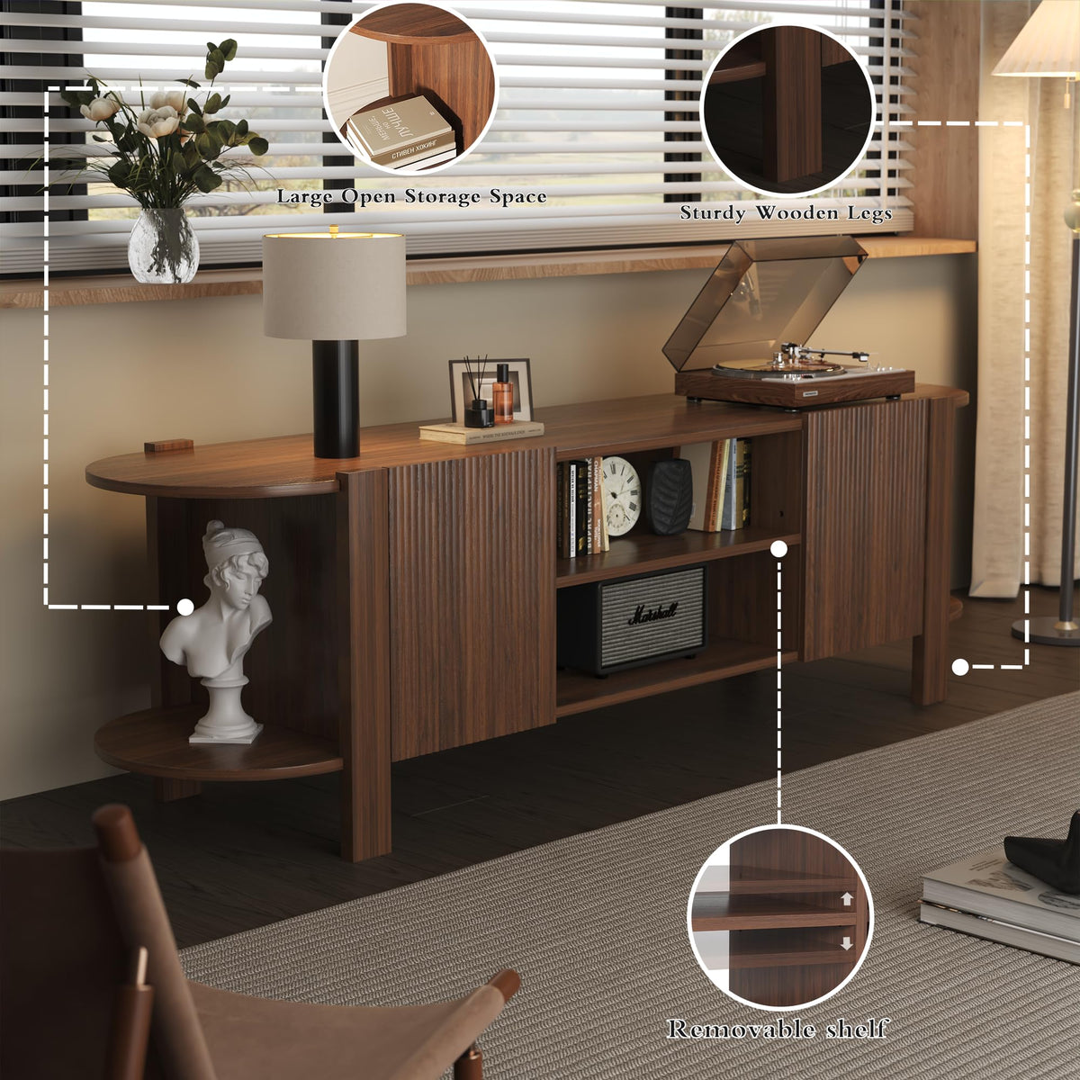 Curved Fluted TV Stand