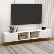 Bonzy Home 86" LED TV Stand, Modern Entertainment Center up to 75" 80" 85" TV, Television Console Table with Storage Cabinets for Living Room, White