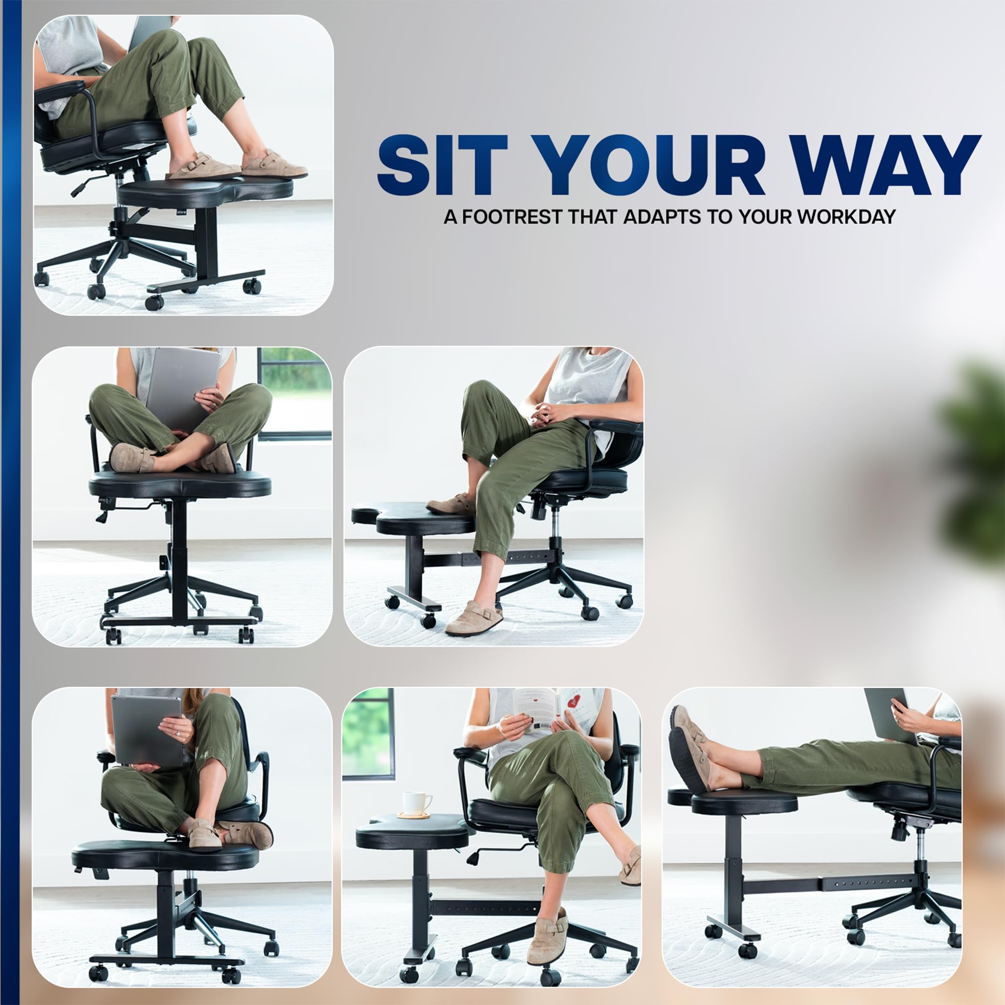 Ergonomic Chair Footrest with Cushion Attachment