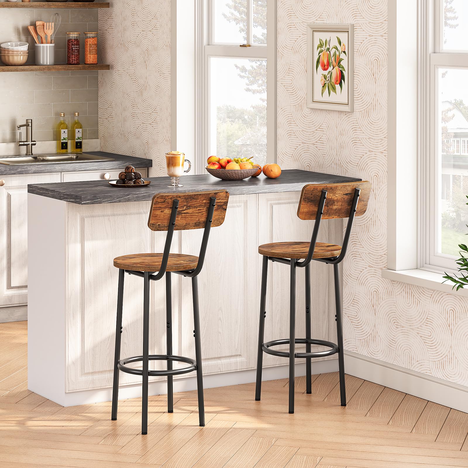 Round Back Bar Stools Set of 2