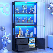 VersionTECH. Glass Display Cabinet, 4-Tier Curio Cabinet for Collectibles