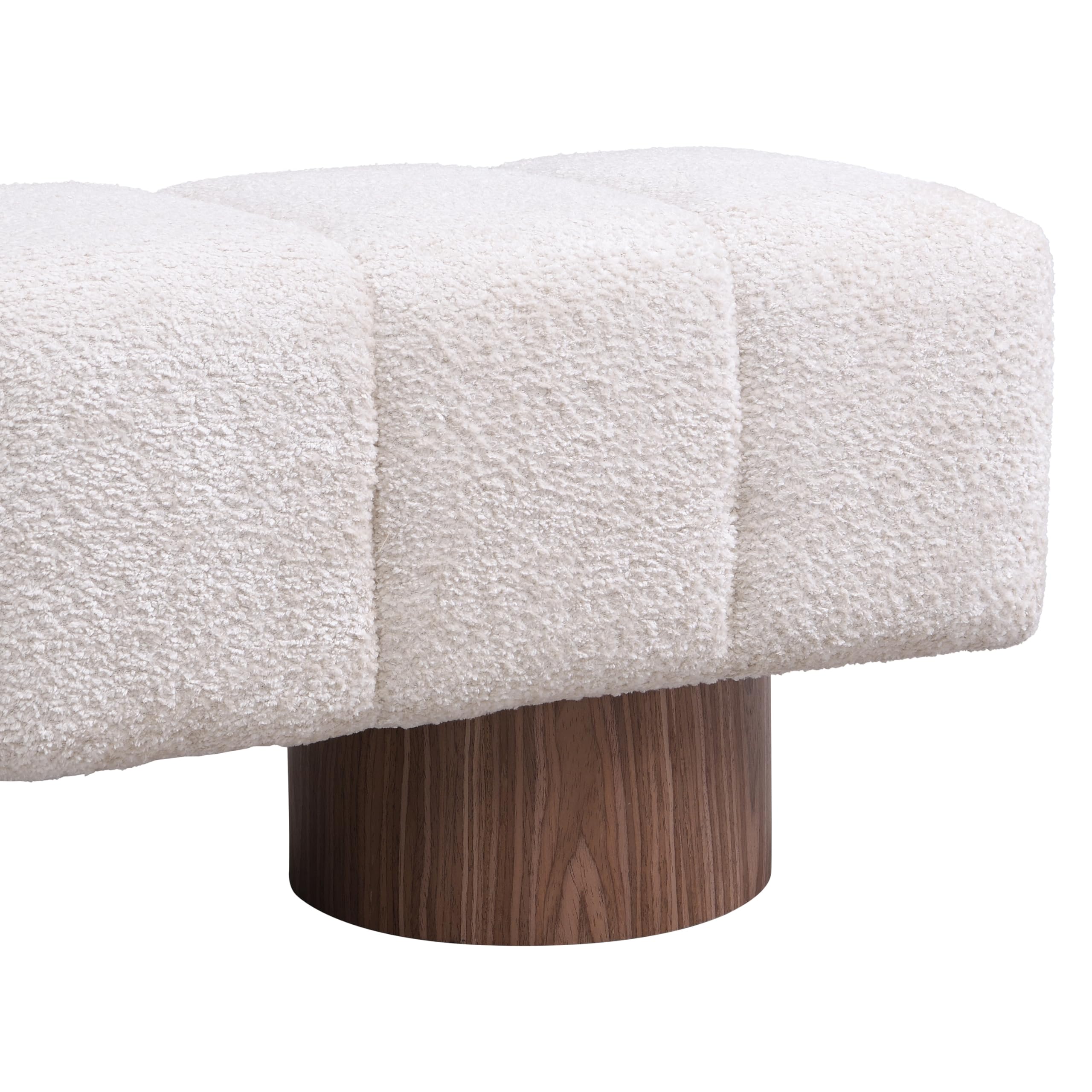 Christopher Knight Home Manila 64" Boucle Dining Bench, Upholstered Ottoman Bench, Rectangular Dining Seat, Spacious Seating, Long Footstool for Living Room Dining Room, No Assembly Needed, Beige
