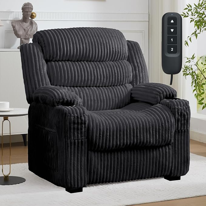 Oversized Corduroy Power Recliner